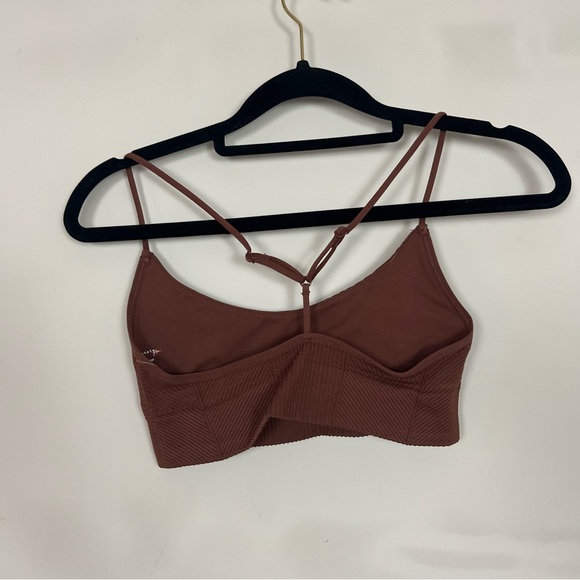 NWT FREE PEOPLE SLEEK RIB SCOOP NECKLINE LONGLINE BRA IN BROWN SIZE XS/S - Picture 9 of 12